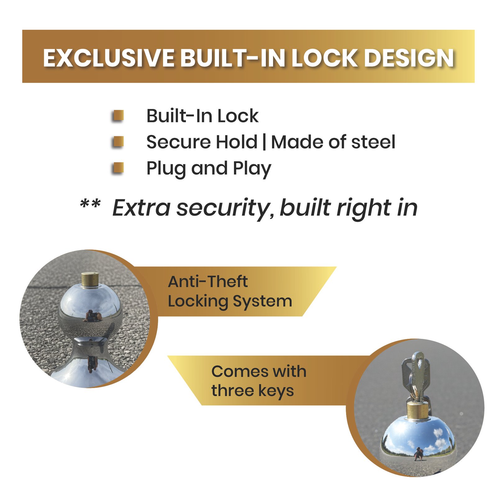 Locking Gooseneck Ball Hitch Kit – 30,000 LB Capacity, Anti-Theft Top Lock, Fits Ford/Nissan/GM Underbed Goosneck System-Heavy-Duty Towing Ball with Safety Chain Holders - Image 3